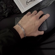 Cuban bracelet male sterling silver couple a pair of hip-hop Korean wave personality simple bracelet niche design commemorative gift