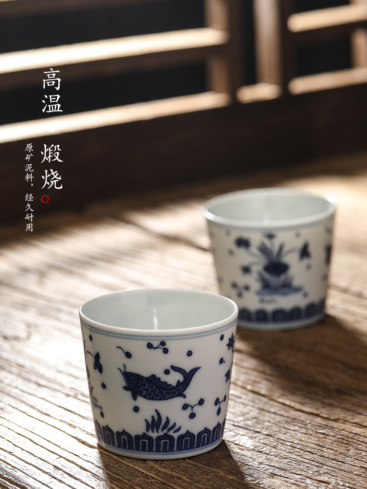 Jingdezhen porcelain tea set master cup single cup pure manual white porcelain kung fu tea cup sample tea cup single hand only