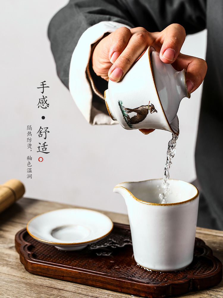 Jingdezhen tea machine only three tureen tea cups large single your up hand - made zodiac dog kung fu tea set