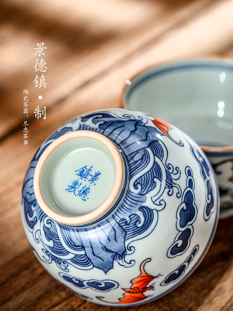 Blue and white master cup sample tea cup single cup tea pure manual jingdezhen ceramic cups single hand - made kung fu tea bowls