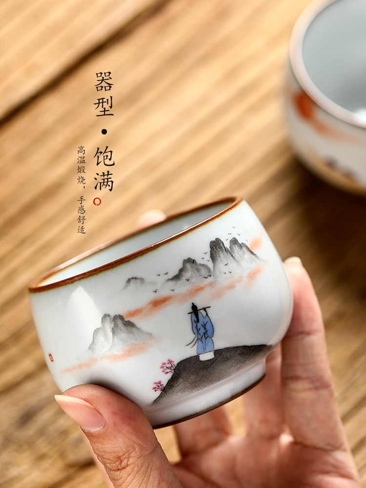 Jingdezhen tea master cup single CPU woman pure manual kunfu tea sample tea cup your up antique hand - made ceramic tea set