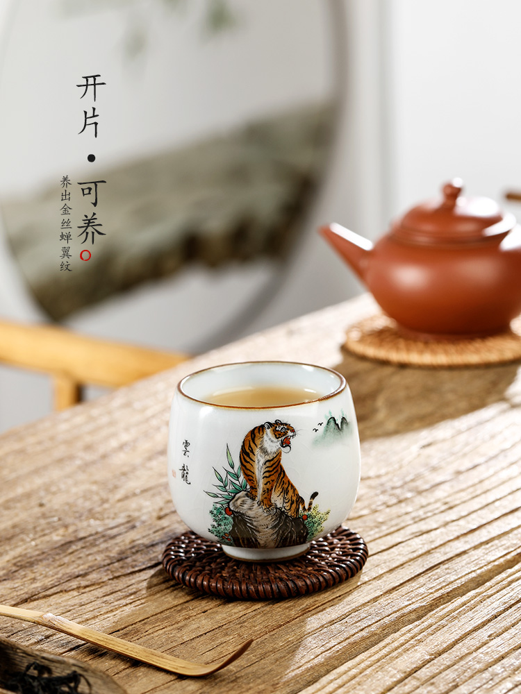 Your up with jingdezhen ceramic tea set master cup single cup men 's hand - made big kung fu tea sample tea cup only