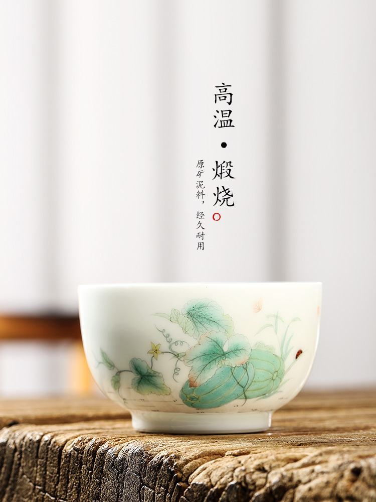 Jingdezhen pure manual white porcelain masters cup sample tea cup single CPU hand - made kung fu tea set ceramic cups of tea only light