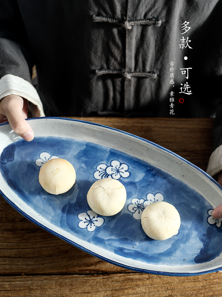 Jingdezhen porcelain tea tray was checking pot of bearing dry Taiwan Japanese ancient ceramic tea bearing hand - made large fish dishes