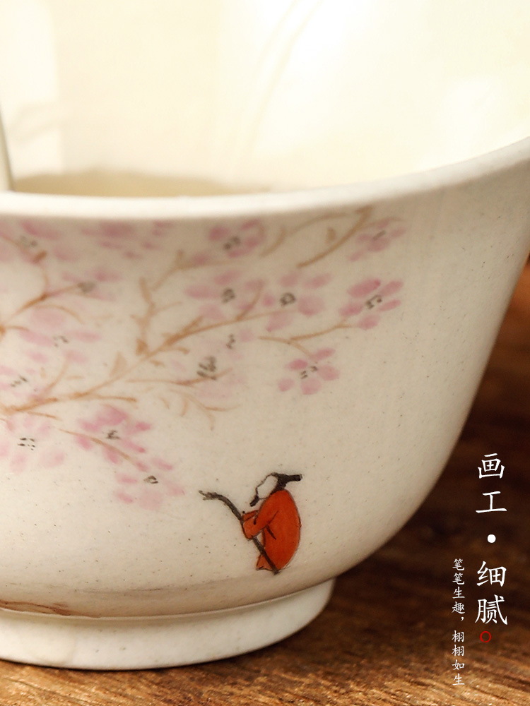 Kung fu master cup of jingdezhen hand - made sample tea cup single cup plant ash glazed pottery cups tea cup pure manual, getting out