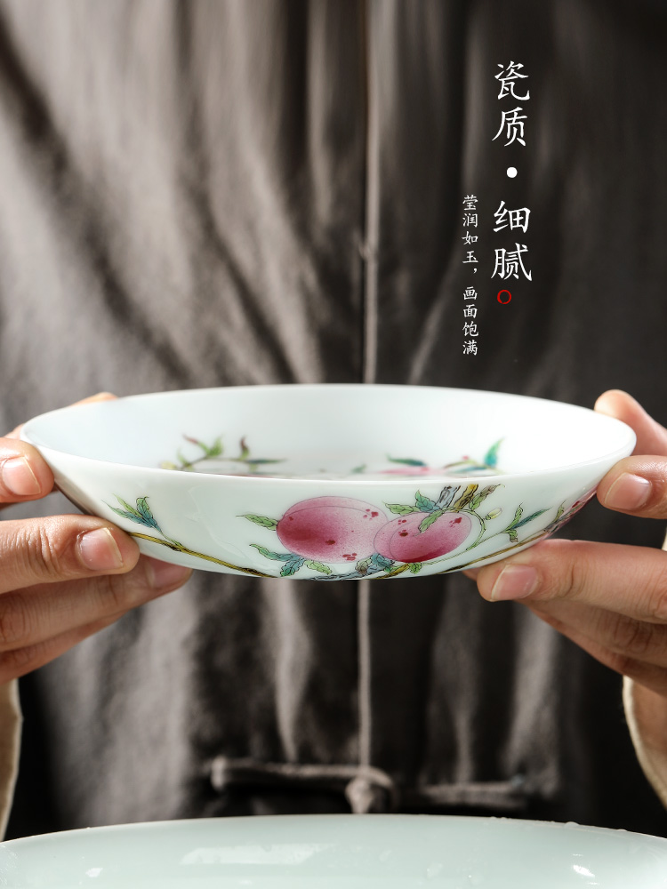 Jingdezhen checking tea tray was dry mercifully machine hand draw nine peach kunfu tea accessories ceramic tea pot of 12 water home