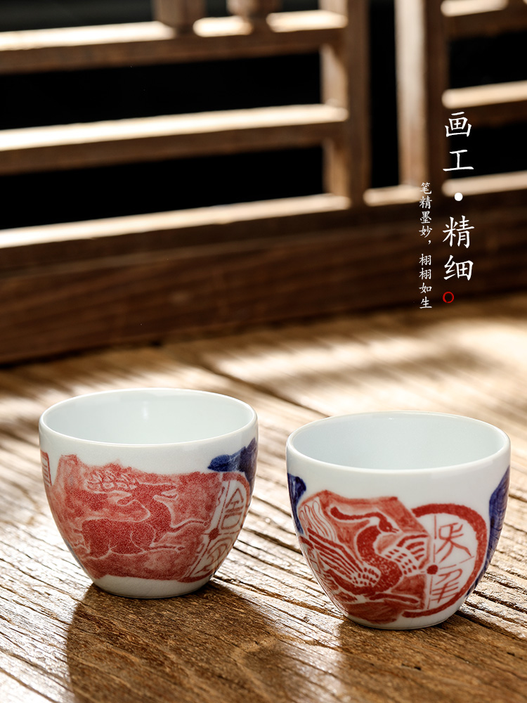 Pure manual kung fu master cup sample tea cup single CPU jingdezhen hand - made ceramic cups archaize tea tea set. A single