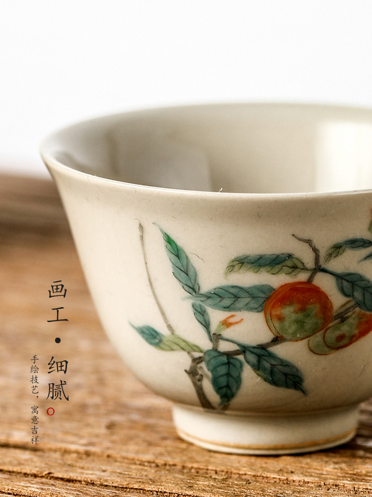 Jingdezhen hand - made sample tea cup one kung fu master cup cup of pure manual single cups of tea plant ash glaze ceramic