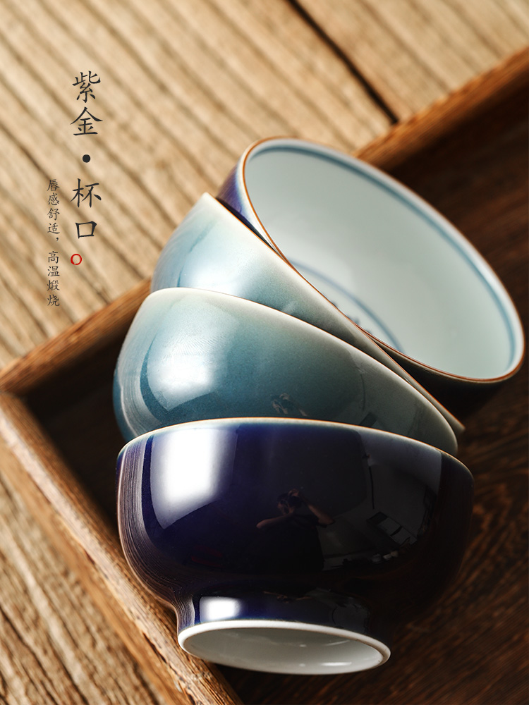 Jingdezhen manual cup host teacups hand - made ceramic cup single cup large blue and white kung fu ji blue sample tea cup men 's