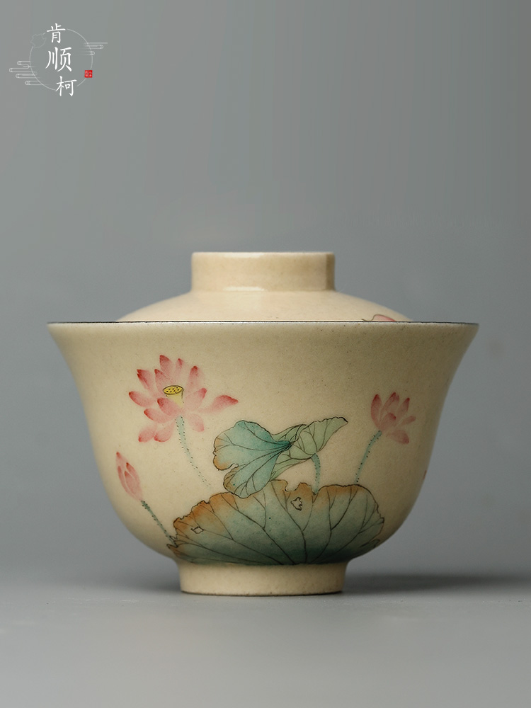 Jingdezhen hand - made tureen tea cups to use lotus pure manual color glaze kung fu tea set a single tea exchanger with the ceramics