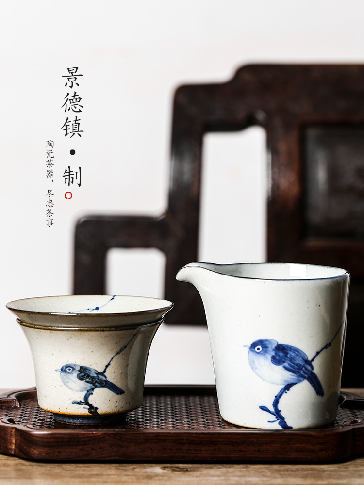 ) implement creative tea filter of jingdezhen blue and white hand - made ceramic bird net is kung fu tea tea sets accessories