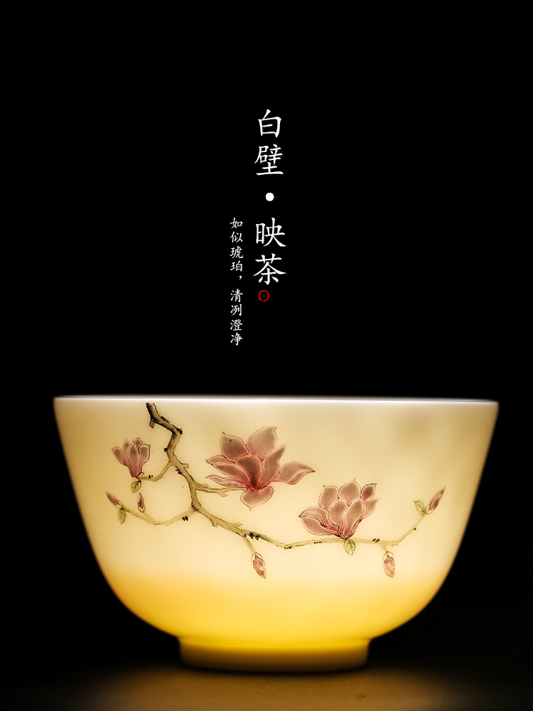 Kombucha tea tureen single anti hot large jingdezhen pure manual white porcelain tea bowl hand - made orchids ceramic tea set