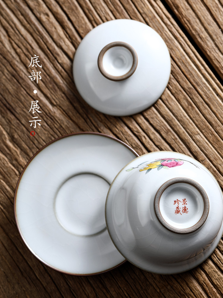 Jingdezhen your up only three tureen tea tea cups pure manual open the slice to use hand - made ceramic kung fu tea set