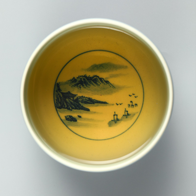 Blue and white master kung fu tea cup of pure manual sample tea cup single CPU jingdezhen hand - made ceramic tea set large landscapes