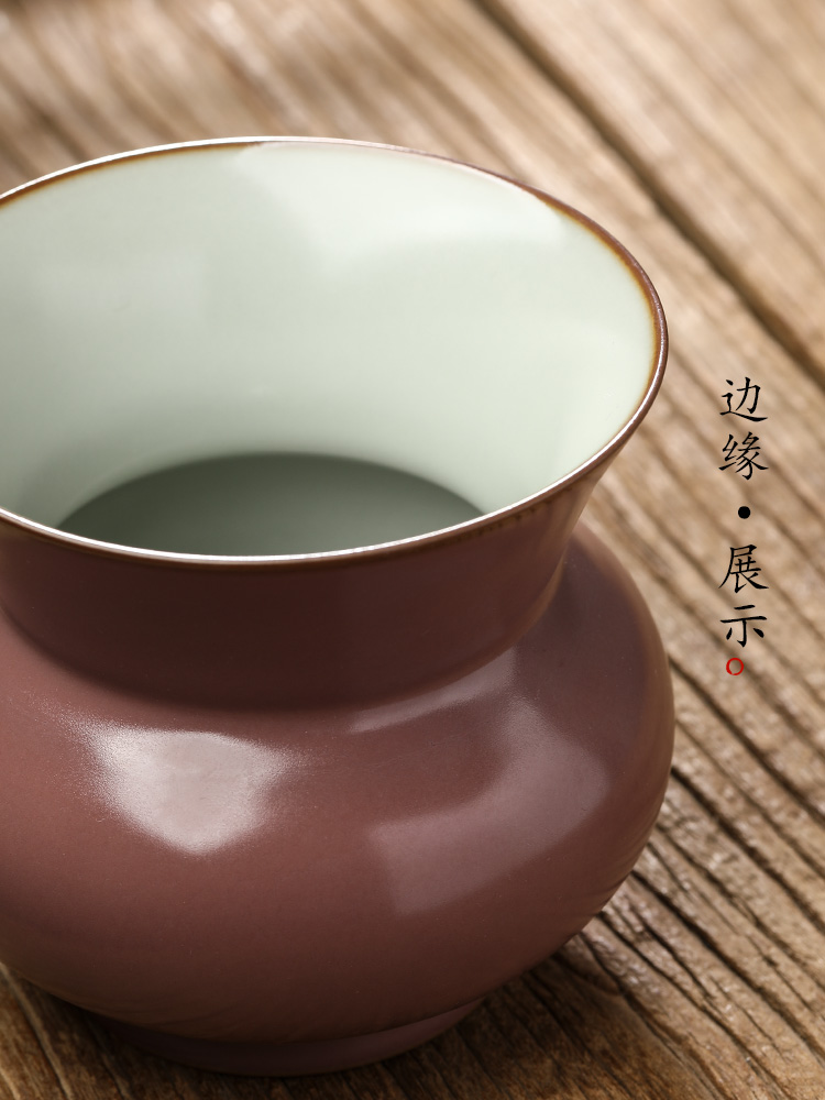 Jingdezhen checking ceramic large red glaze XiCha wash water Buddha water jar household tea table accessories XiCha bucket