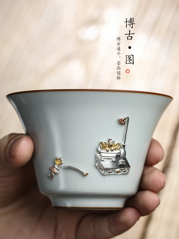 Jingdezhen pure manual three just tureen tea bowl large cups not hot curium nail thickening kung fu tea set, ceramic