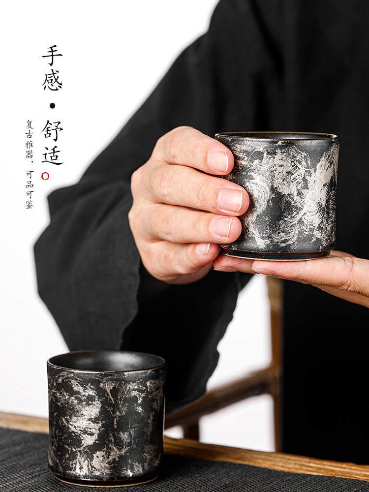 Pure manual master cup cup of jingdezhen ceramic sample tea cup single CPU glaze color is a single brush silver tea set