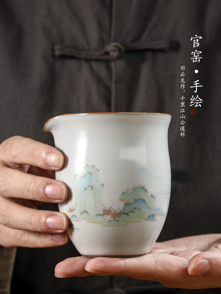 Pure manual your up with jingdezhen ceramic fair keller kung fu tea set hand - made scenery figure high - temperature tea is large