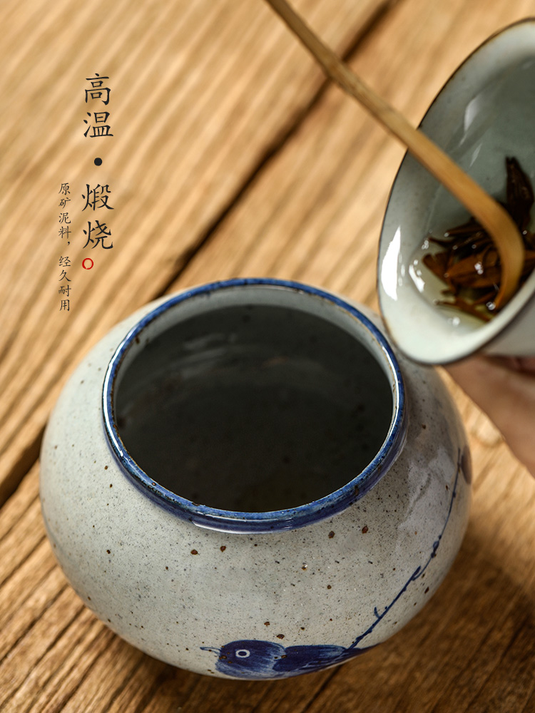 Water jar for wash tea tea accessories "four jingdezhen porcelain tea small hand - made ceramic calligraphy writing brush washer Water cheng, a bird