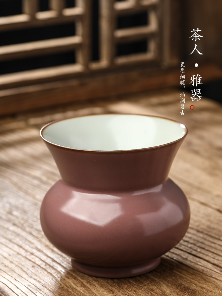 Jingdezhen checking ceramic large red glaze XiCha wash water Buddha water jar household tea table accessories XiCha bucket