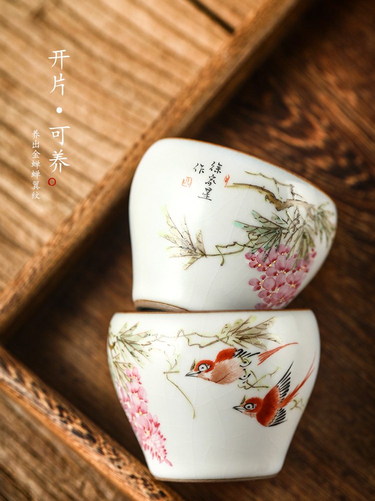 Jingdezhen tea Xu Jiaxing pastel hand - made kung fu masters cup of pure manual ceramic cups your up sample tea cup