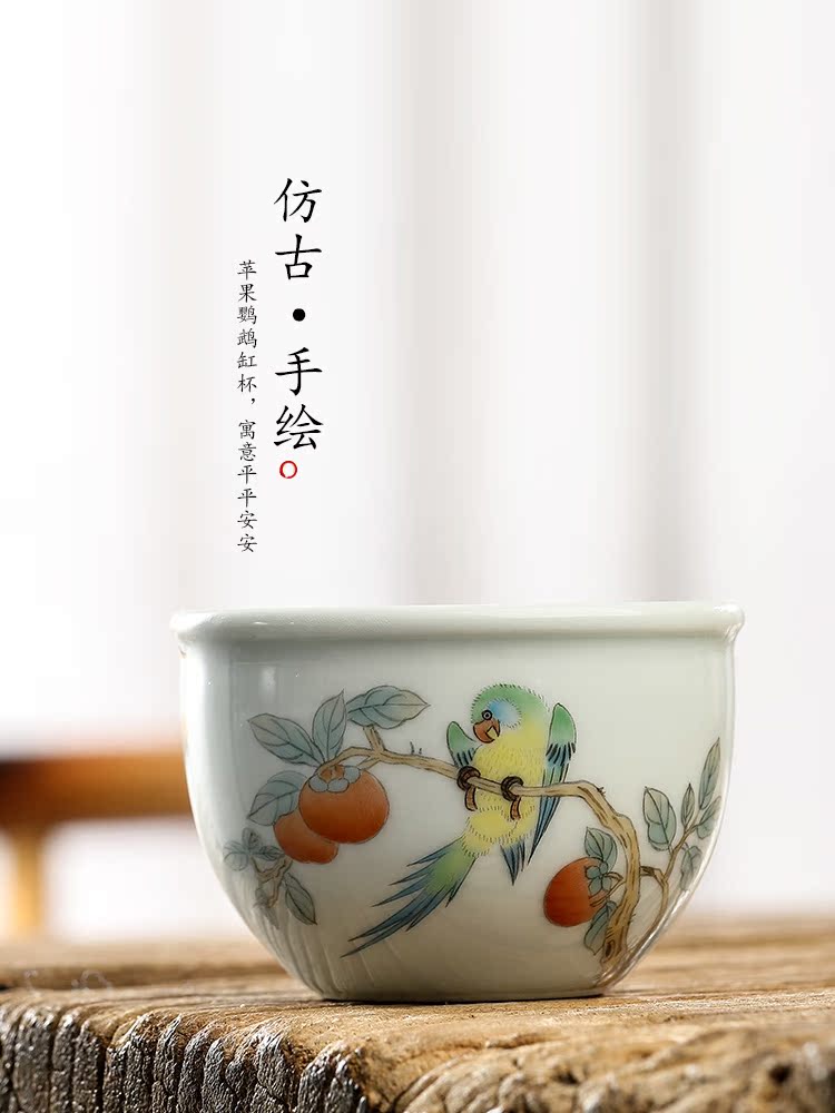 Jingdezhen hand - made painting of flowers and ceramic tea set master kung fu tea cup of pure manual sample tea cup single CPU antique tea urn