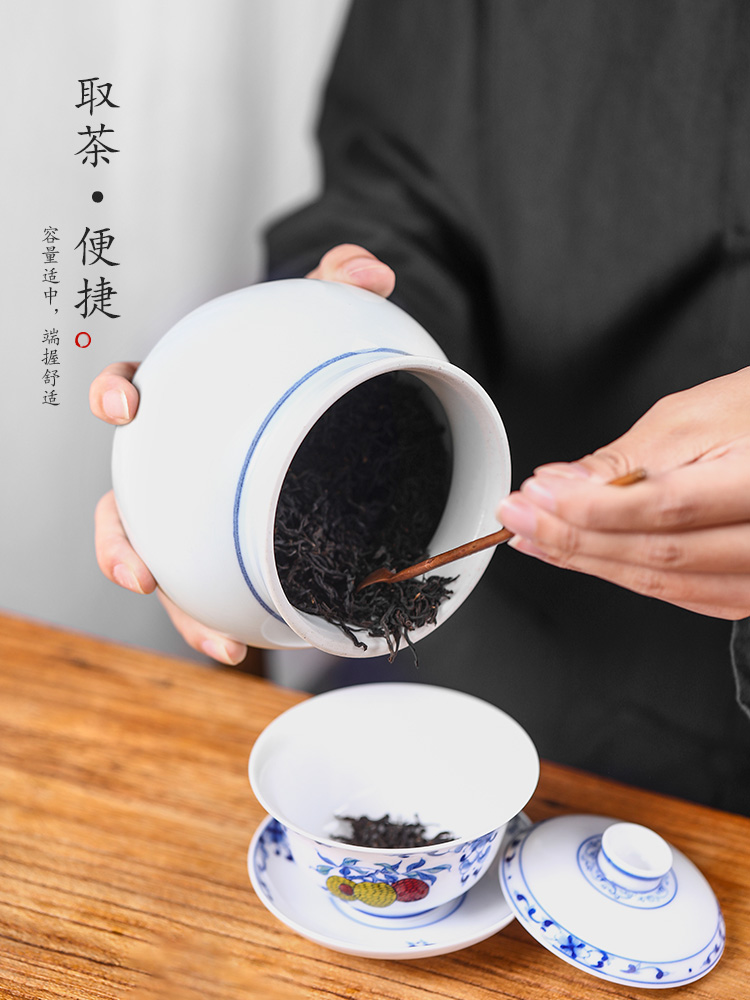 Store high - end receive a case of jingdezhen ceramic tea pu - erh tea as cans wake tea canister kung fu tea accessories