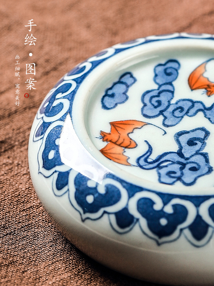 It blue cover rear cover bracket of jingdezhen ceramic hand - made bucket color pallet tea cups kung fu tea accessories