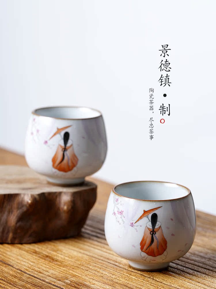 Jingdezhen ceramic sample tea cup master cup single cup "women 's singles - drawn on a ancientry kunfu tea cups your up with pure manual