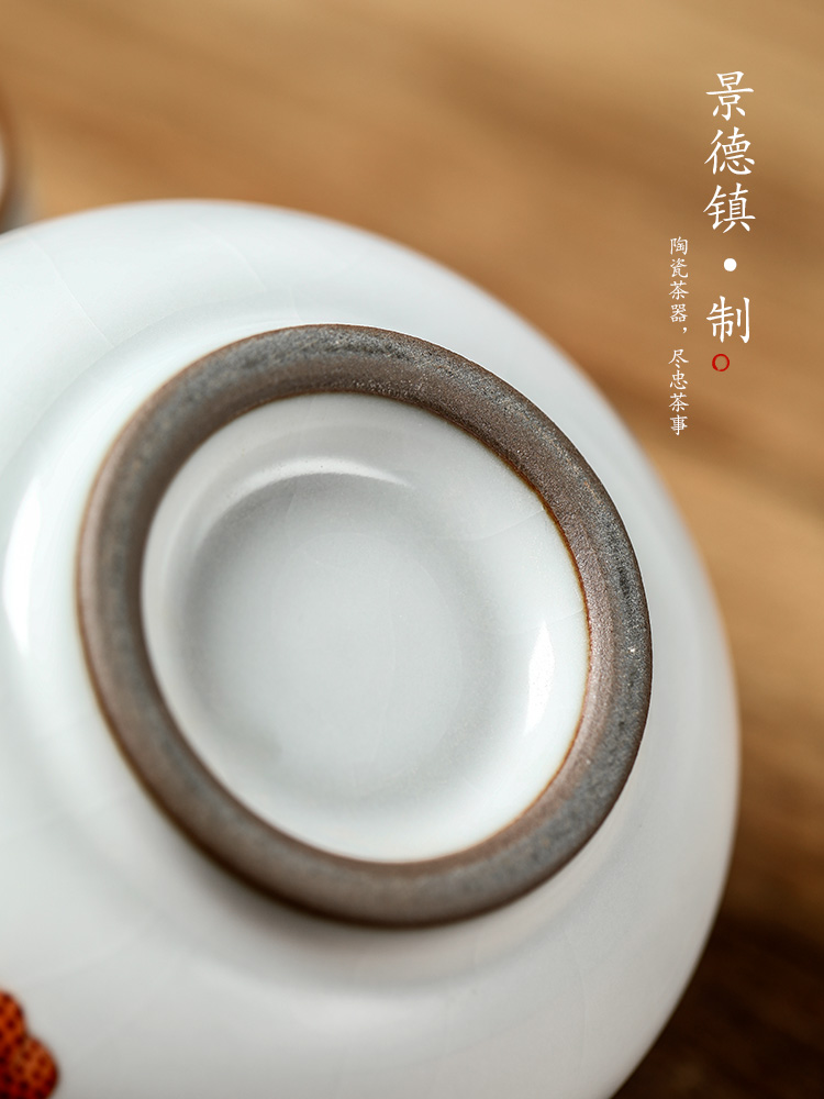 Tea master cup single cup your up with jingdezhen ceramic sample Tea cup of pure manual hand - made teacup litchi for a cup of Tea