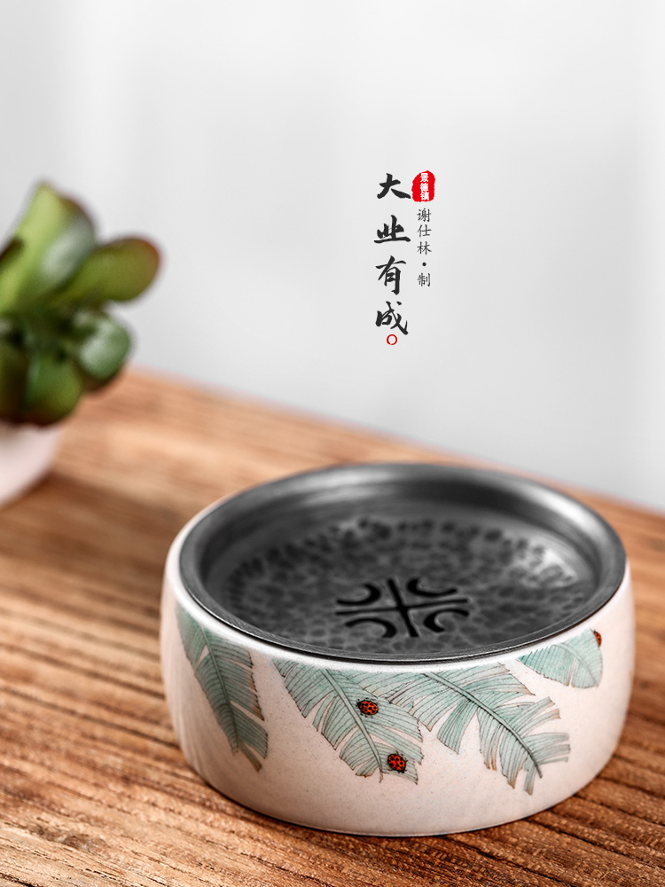 Hand - made pot of bearing dry Taiwan ceramic plant ash dry mercifully water tea wash to jingdezhen tea kung fu tea tray lid