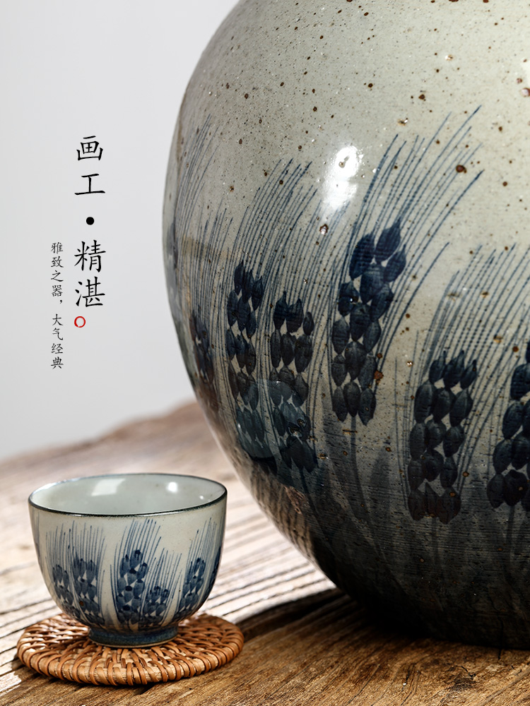 Jingdezhen blue and white caddy fixings hand - made ceramic checking clay large storage tanks seal tea pot of household utensils