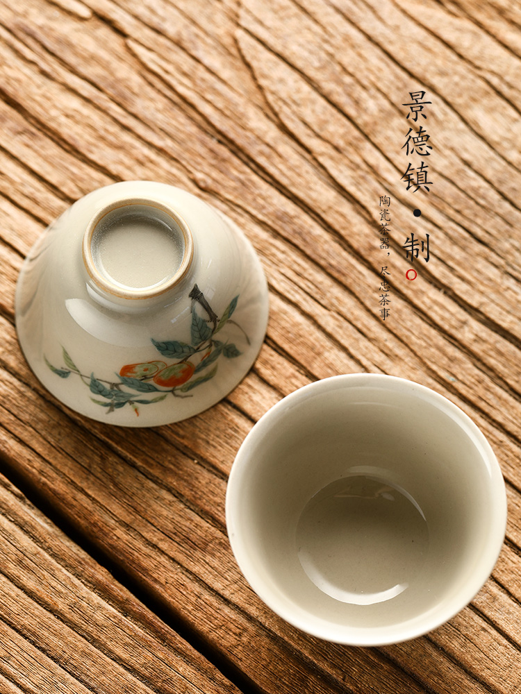 Jingdezhen hand - made sample tea cup one kung fu master cup cup of pure manual single cups of tea plant ash glaze ceramic