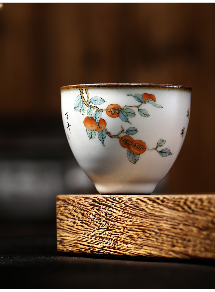 Jingdezhen your up kung fu masters cup persimmon persimmon ruyi hand - made ceramic cups sample tea cup a cup of pure checking out the tea