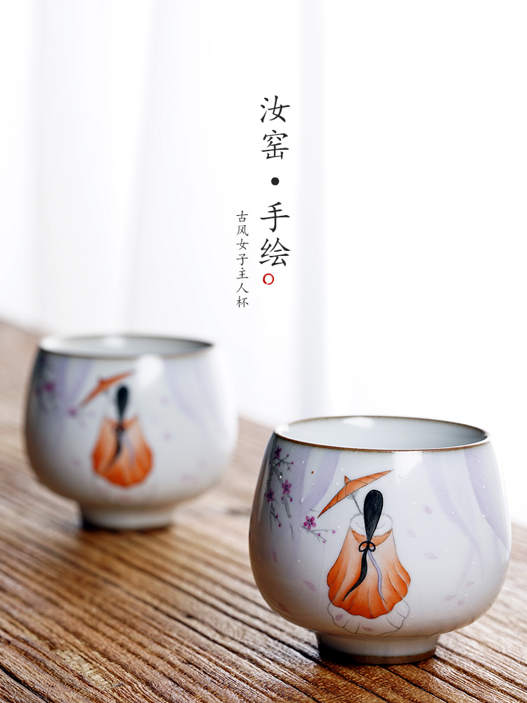 Jingdezhen ceramic sample tea cup master cup single cup "women 's singles - drawn on a ancientry kunfu tea cups your up with pure manual