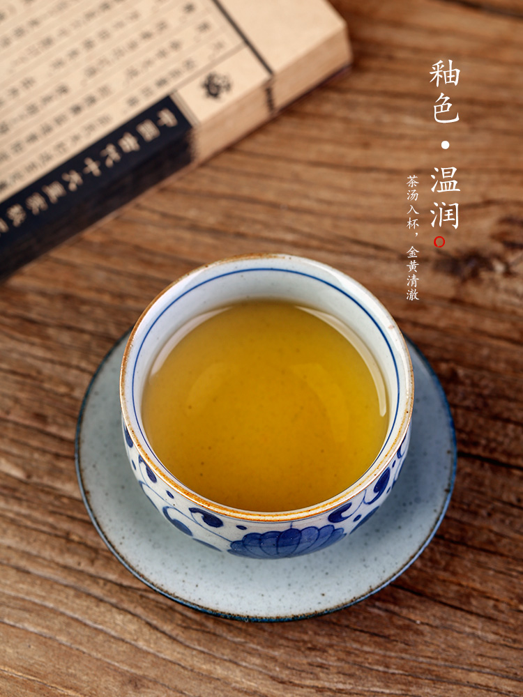 Kunfu tea cup a single master cup single cup size of jingdezhen blue and white hand - made ceramic individual sample tea cup tea set