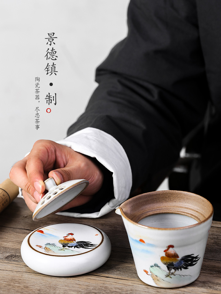 Jingdezhen cover set your up hand - made big chicken cover bracket kung fu tea purple lid coasters use tea accessories