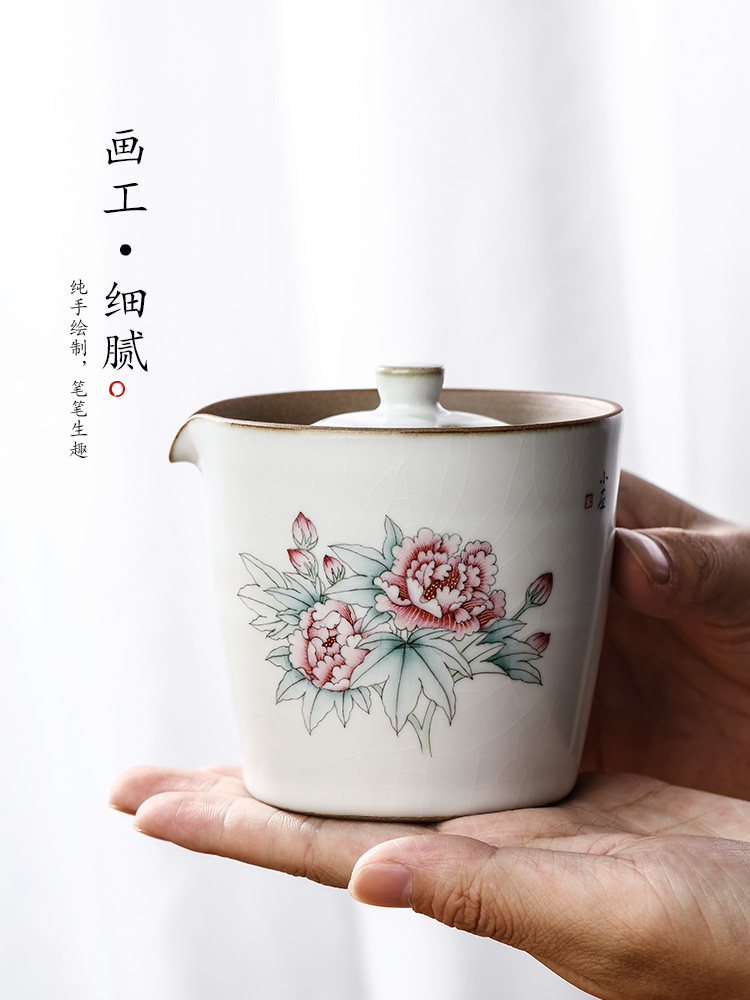 Kongfu tea hand grasp pot of pure manual your up tureen teapot jingdezhen hand - made peony hot tea getting out