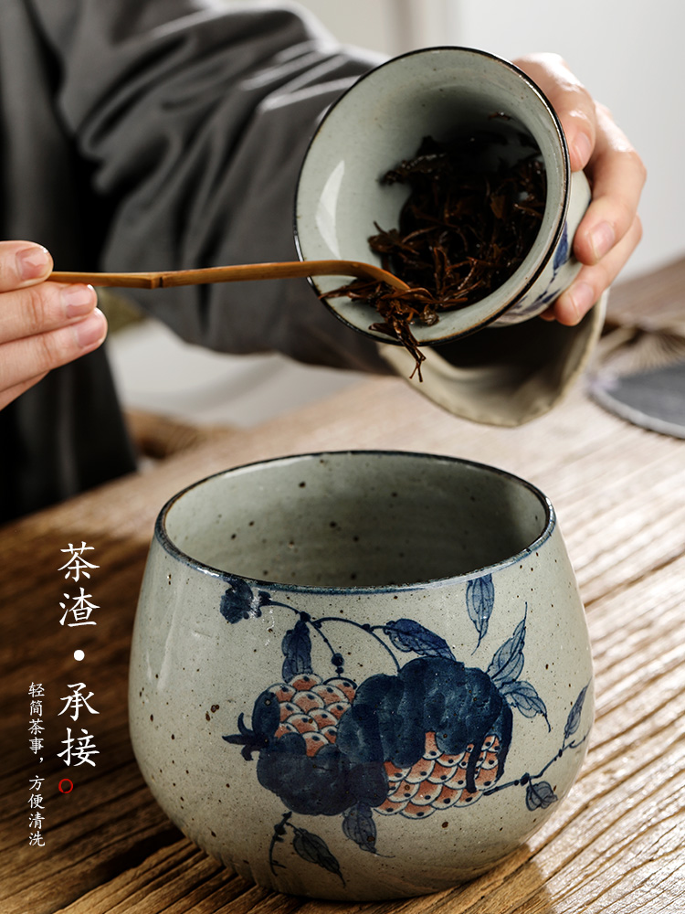 Jingdezhen blue and white washed large pure manual hand - made ceramic tea wash mud kung fu tea set home water jar is writing brush washer accessories