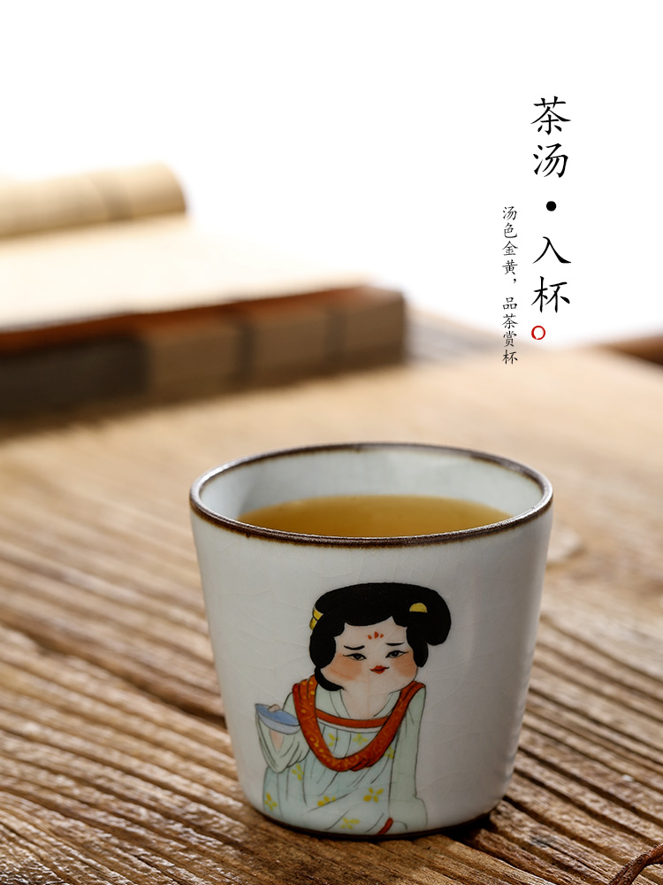 Pure manual your up jingdezhen tea cups master cup single CPU hand - drawn characters kung fu bowl sample tea cup in use