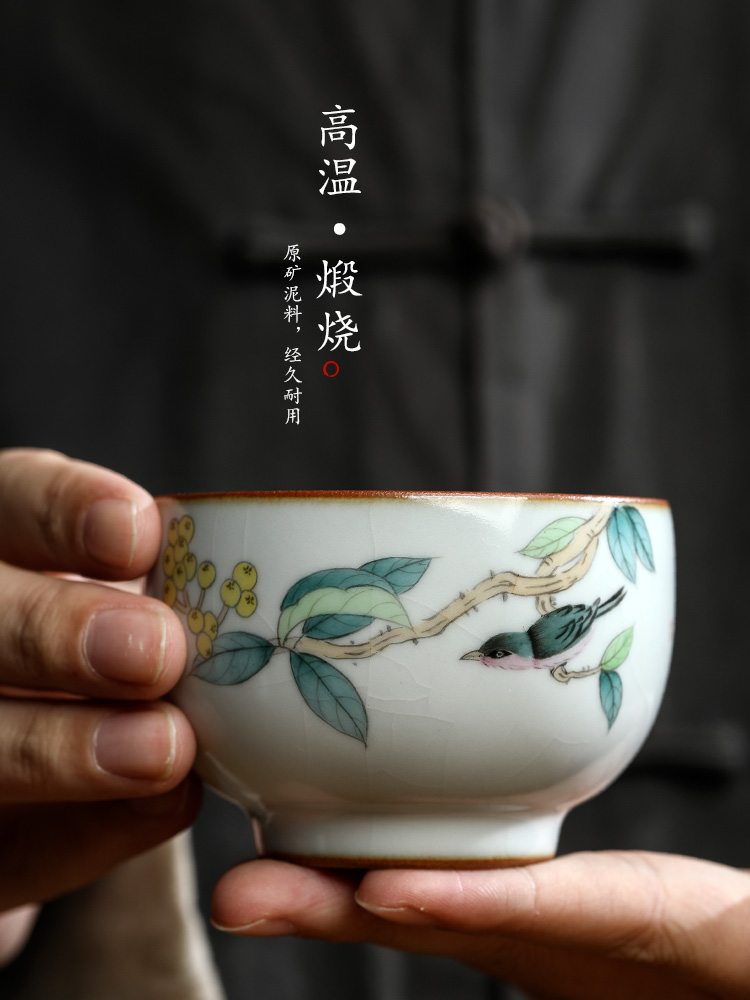 Jingdezhen hand - made master cup single cup your up kung fu tea sample tea cup single ceramic checking painting of flowers and tea set