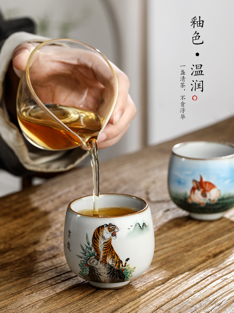 Your up with jingdezhen ceramic tea set master cup single cup men 's hand - made big kung fu tea sample tea cup only