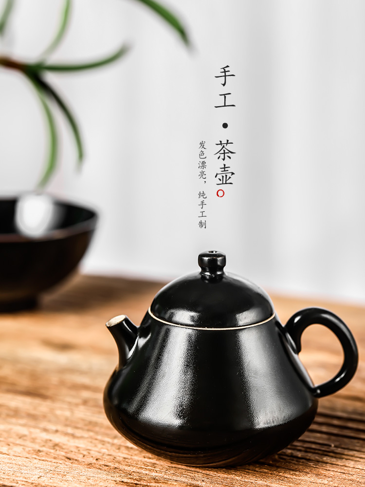 Jingdezhen ceramic teapot Chinese trumpet kunfu tea teapot all hand high temperature color glaze ball hole, single pot