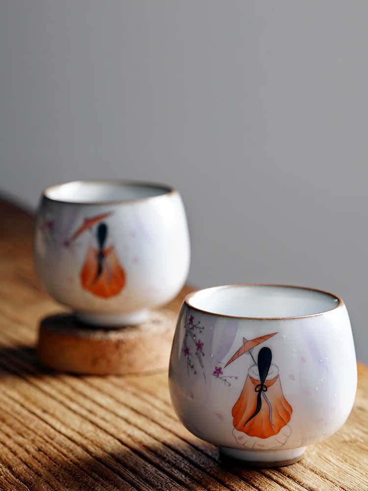 Jingdezhen ceramic sample tea cup master cup single cup "women 's singles - drawn on a ancientry kunfu tea cups your up with pure manual