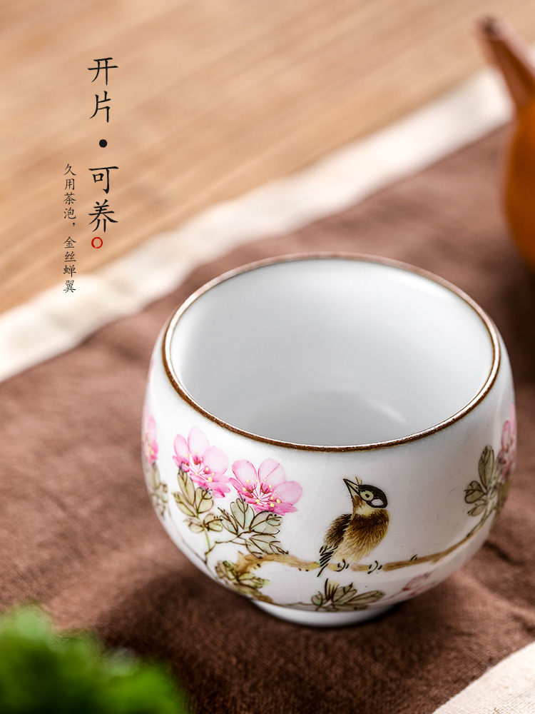 Jingdezhen Xu Jiaxing hand - made peach blossom put water point high - end master cup single CPU kung fu ceramic sample tea cup tea cups