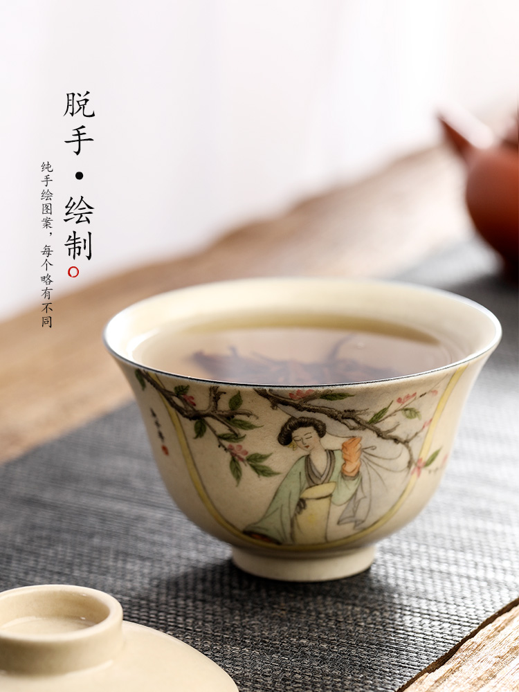 Kombucha tea tureen single jingdezhen tea ware hand - made character pure manual hand grasp tea bowl of hot tea cups