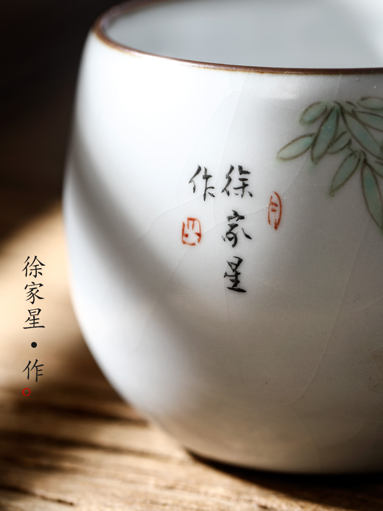 Your up kung fu tea cups jingdezhen hand - made peach blossom put water point master cup single cup pure manual up sample tea cup only