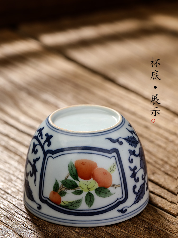 The Master cup single cup of jingdezhen blue and white porcelain tea sets hand - made teacup sample tea cup pure manual painting of flowers and kung fu tea urn