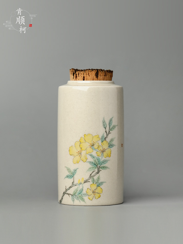 Jingdezhen hand - made painting of flowers and tea pot plant ash glaze pure manual pu - erh tea storage tanks seal pot kunfu tea