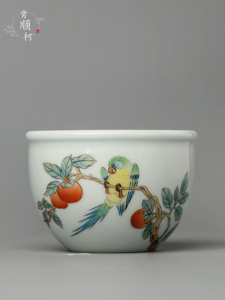 Jingdezhen hand - made painting of flowers and ceramic tea set master kung fu tea cup of pure manual sample tea cup single CPU antique tea urn